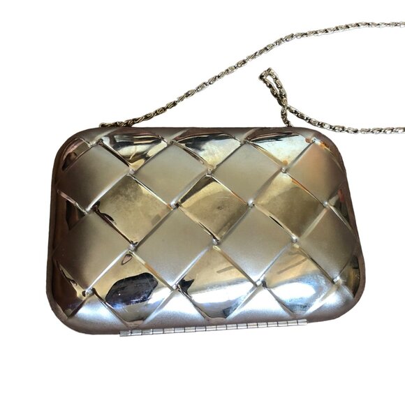 Vintage Carlo Fellini Hard Shell Metal Glamour Art Deco Harlequin Evening Bag - Picture 2 of 9